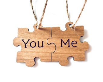 You & Me Puzzle Piece Ornament Set