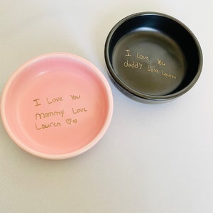 Actual Handwriting Gift, Trinket Dish, Ring Tray, Jewelry Plate, Personalized Custom Pink, White, Green or Black image 7
