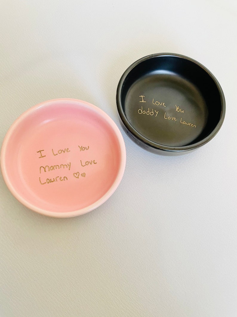 Actual Handwriting Gift, Trinket Dish, Ring Tray, Jewelry Plate, Personalized Custom Pink, White, Green or Black image 7