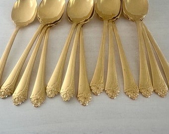 GOLD set of 13 sugar spoons Golden fantasy rose