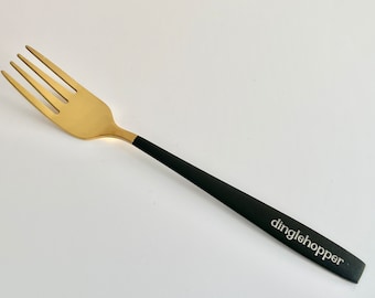 Dinglehopper - Gold and Black Engraved Mini Fork