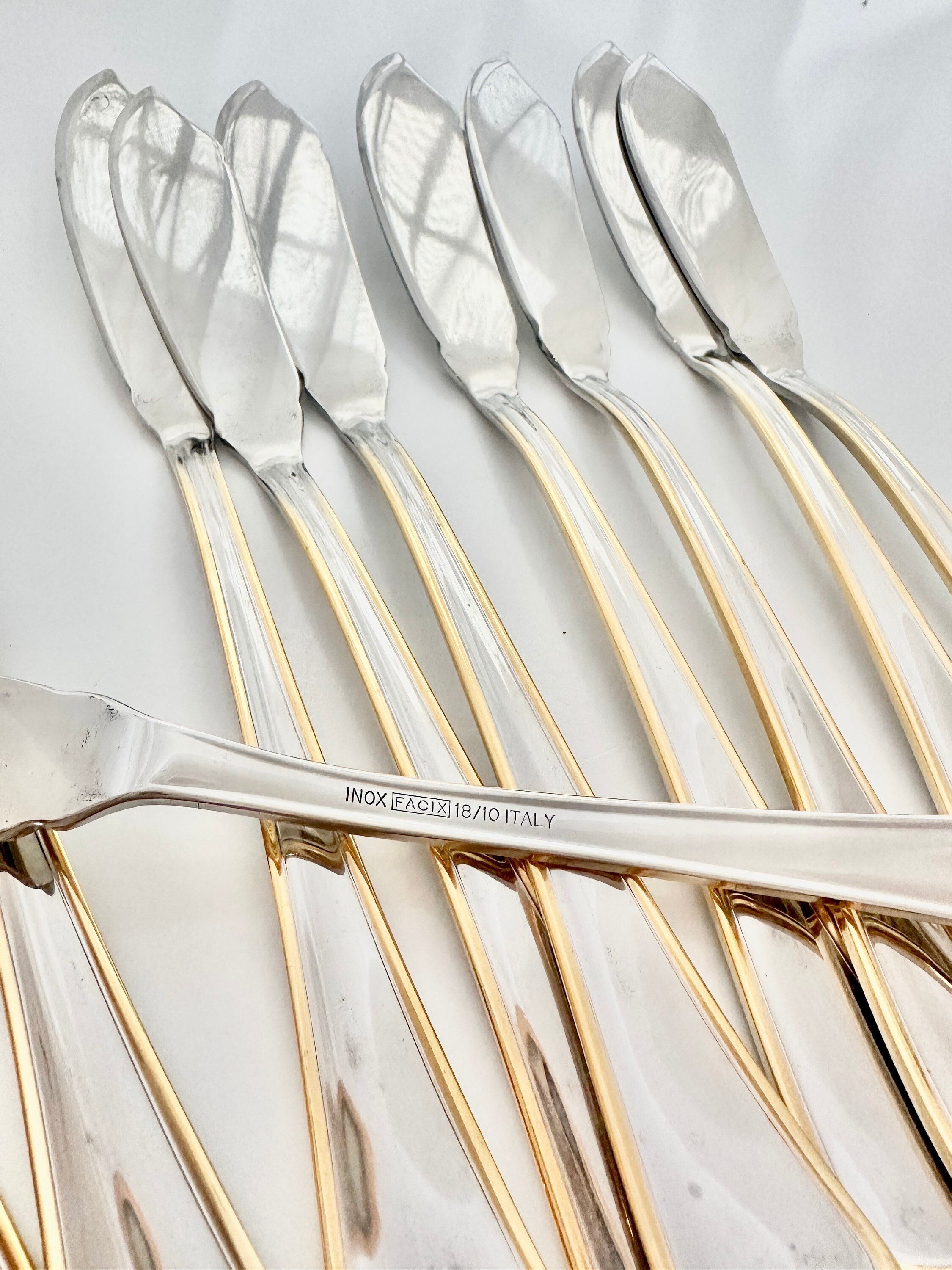 Set of 10, Large Fish Knives or Spreaders, Inox Facix Stainless