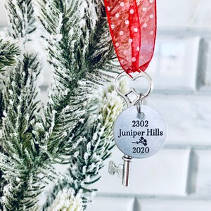 New Home Ornament Personalized Street Address Skeleton Key Christmas Ornament, Circle image 3