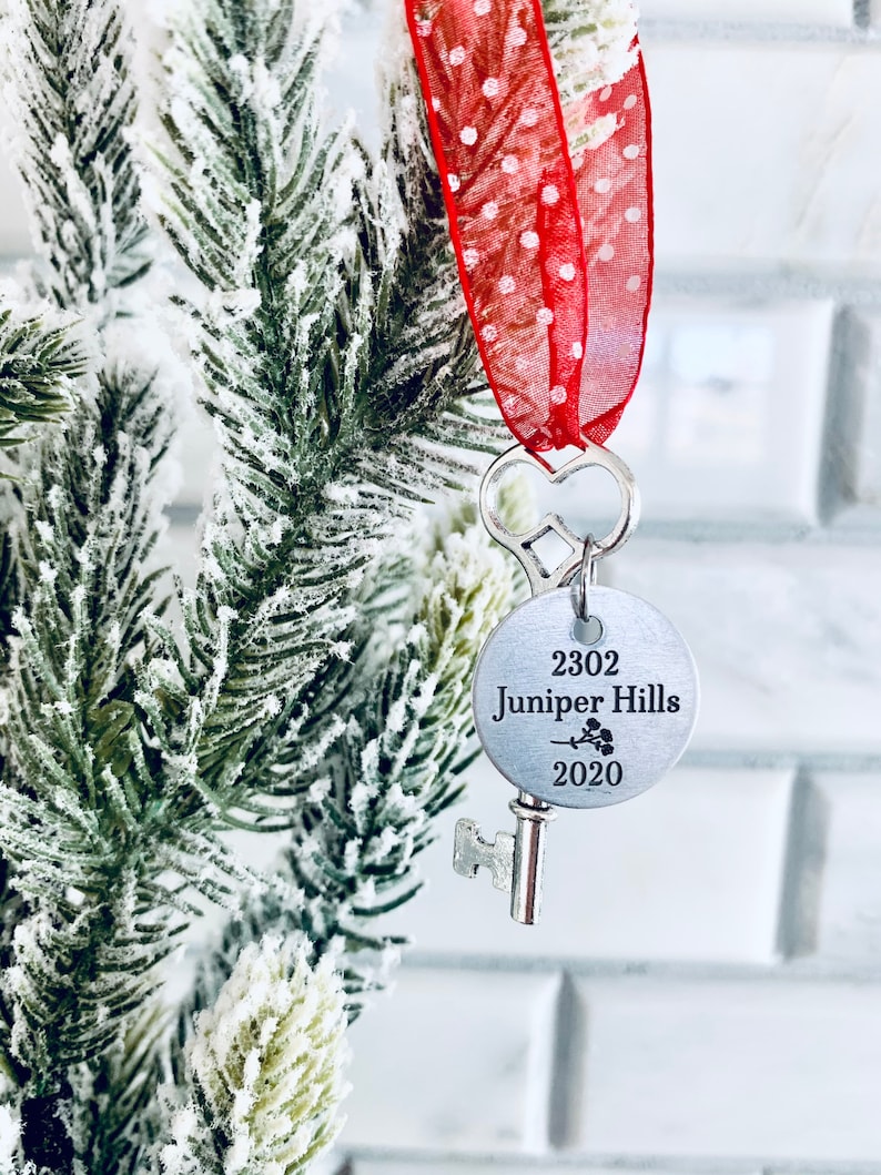 New Home Ornament Personalized Street Address Skeleton Key Christmas Ornament, Circle image 3