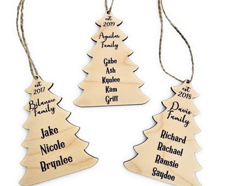 Family Custom Personalized Christmas Tree Ornament, Names and Date Engraved