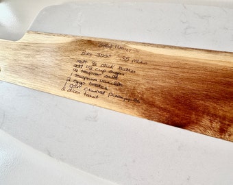 Recipe Personalized Serving Cutting  Board, Acacia Wood and Marble, Actual Handwriting