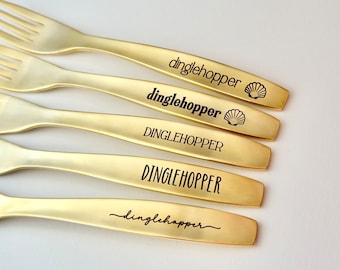 Dinglehopper - Gold Engraved Fork, Gold