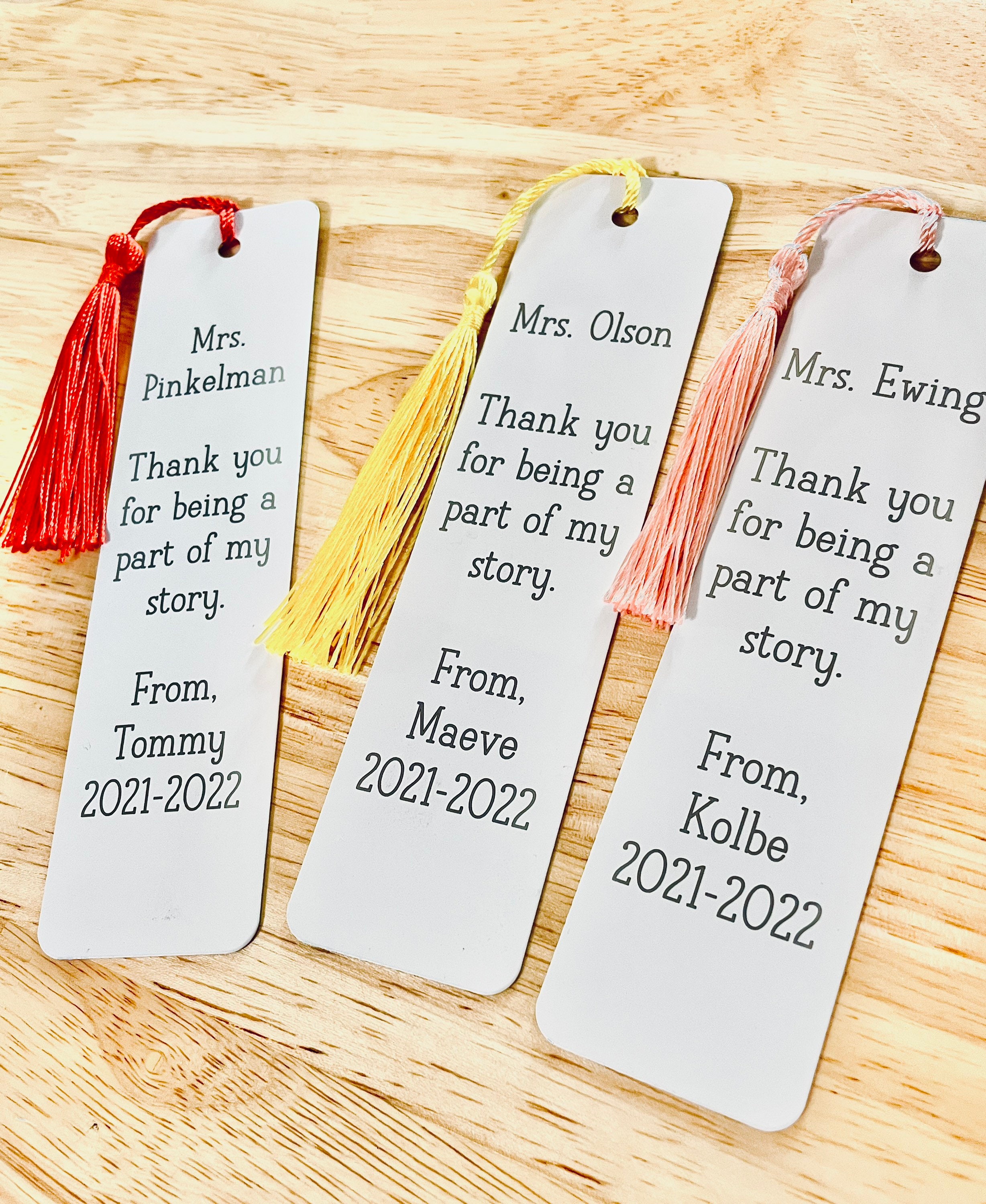 Bookmark Personalized White Metal Custom Wording Teacher