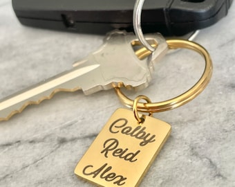 Custom Engraved, Gold Tag, Personalized Keychain