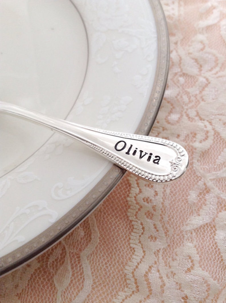 Baby name spoon silver You choose hand stamped
