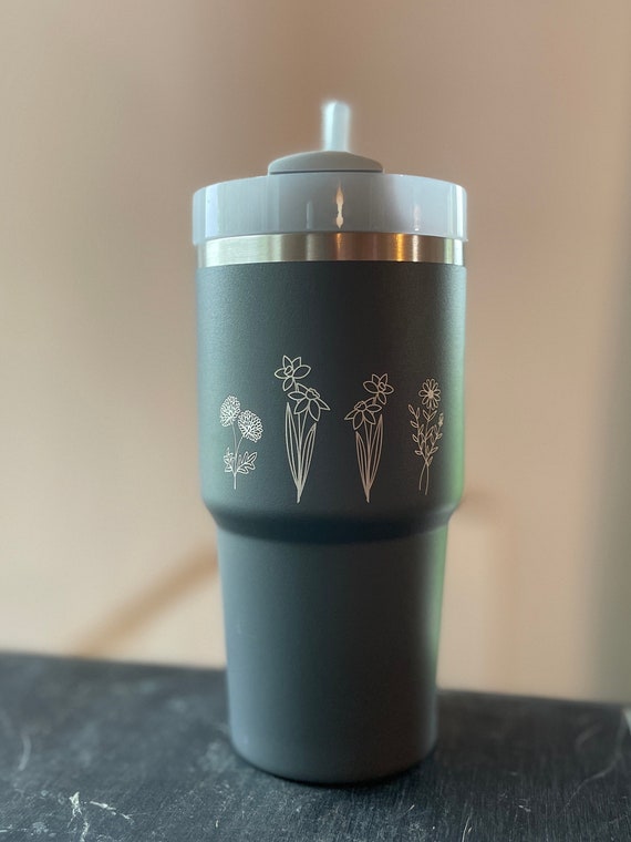 Personalized Stanley Quencher Cup, Laser Engraved With Birth