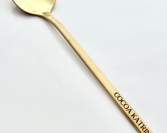 Gold Youth Spoon, Personalized, Skinny Handle Stainless Steel Spoon.