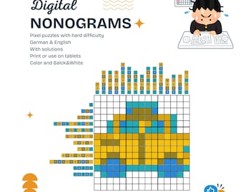 Hard Nonograms | EN & DE | Puzzles | Pixel Japanese Crossword | Nanogram (PDF)