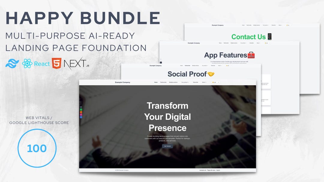Happy Ai Template - Landing Page React / Nextjs Website Template - Etsy