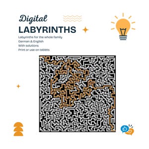 500 Labyrinths for family | Maze | easy, medium, hard | EN & DE | Puzzles  - Instant Download, PDF