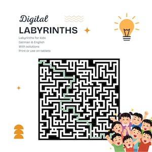 1000 Labyrinths for kids | Maze | easy and medium | EN & DE | Puzzles  - Instant Download, PDF