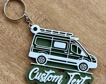 Ford Transit Camper Keychain – Vanlife Gift | Custom Name Keyring for Camper Enthusiasts