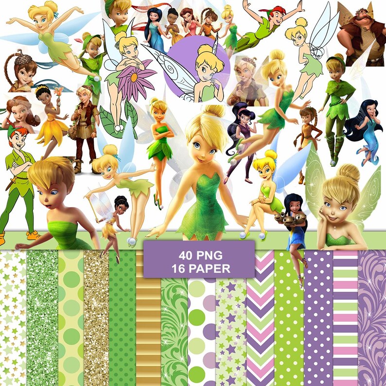 Tinker Bell Clipart Pack Png, Tinker Bell Bundle Pack Paper Digital - Etsy