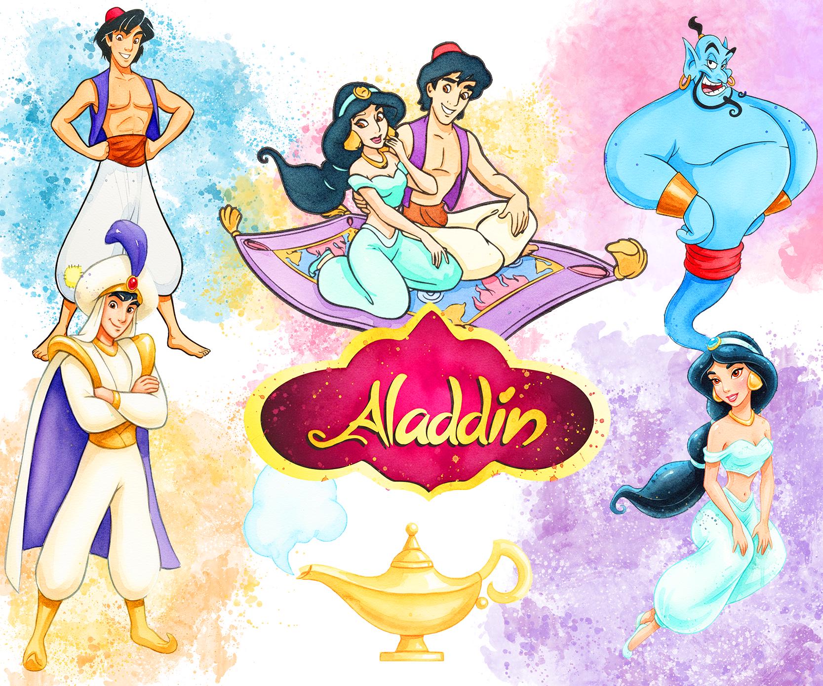 Aladdin Clipart Watercolor Pack Png, Aladdin Bundle Pack - Etsy