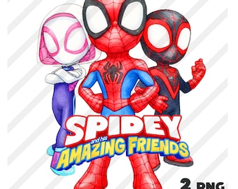 spiderman przyjaciele akwarela 2 clipart png sztuka, sztuka pająka POBIERZ CYFROWO do druku