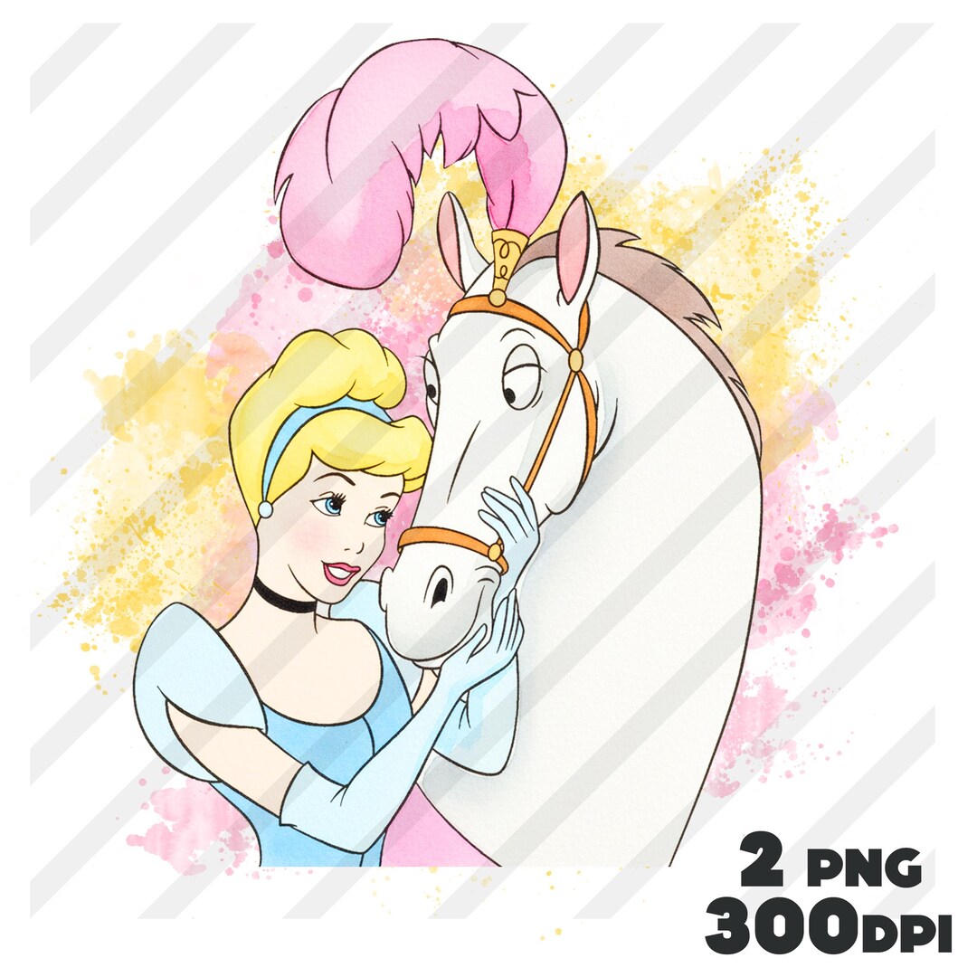 Cinderella Watercolor Clipart Png Art , Cinderella Horse Art DIGITAL ...