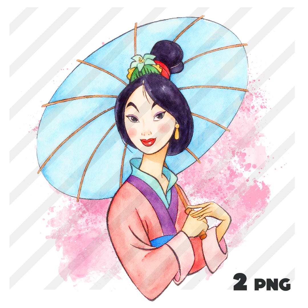 Mulan 2 Clipart Png Pink Watercolor Digital Art - Etsy