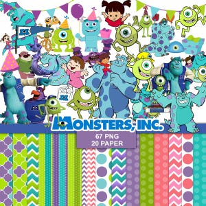 Monster AG Clipart-Paket (PNG), Monster AG Bundle-Paket mit nahtlosem Muster (digital)
