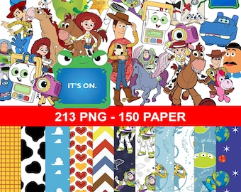 toy story clipart pack png, toy story bundle pack seamless pattern