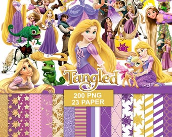 Tangled clipart pack png, Tangled bundle pack seamless pattern digital