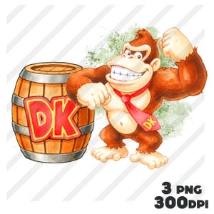 game kong watercolor 3 clipart png art , donkey kong digital art