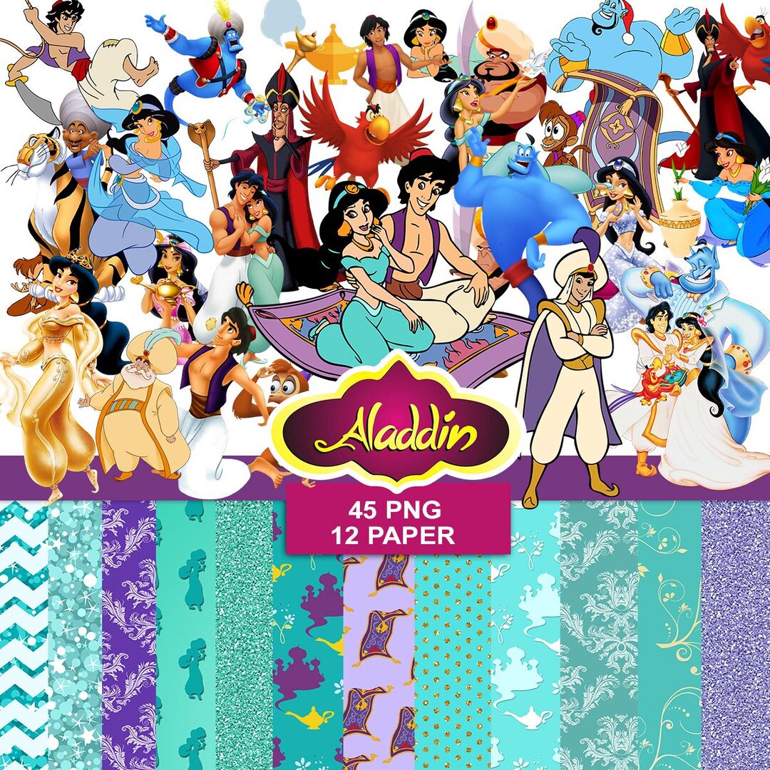 Aladdin Clipart Pack Png, Aladdin Bundle Pack Seamless Pattern Digital ...