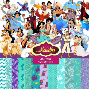 Aladdin clipart pack png, Aladdin bundle pack seamless pattern digital