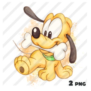 Pluto baby watercolor 2 clipart png art , baby pluto art DIGITAL DOWNLOAD To Print