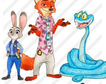 Zootopia 2 akwarela clipart png art , Gary DIGITAL DOWNLOAD To Print
