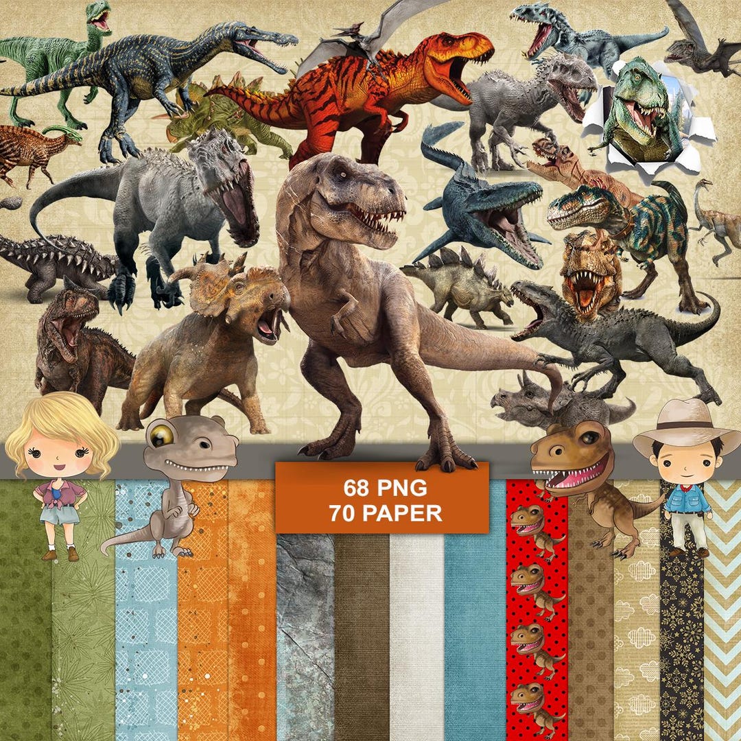 Dinosaur Clipart Pack Png, Dinosaur Bundle Pack Dino Seamless Pattern ...
