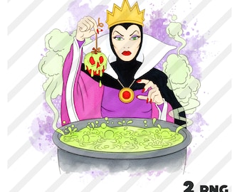 Evil Queen watercolor 2 clipart png art , snow white art DIGITAL DOWNLOAD To Print