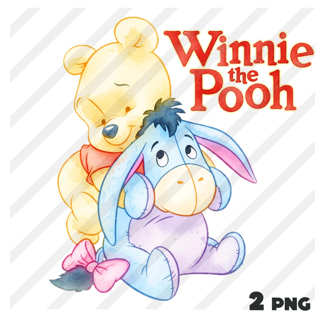 Winnie The Pooh Watercolor 2 Clipart Png Kawaii Digital Art Etsy
