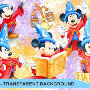 Mickey-Fantasy-Aquarell-Clipart-Paket (PNG), Mickey-Zauberer-Bundle