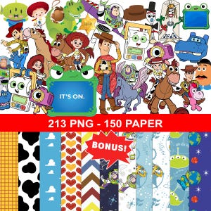 toy story clipart pack png, toy story bundle pack seamless pattern