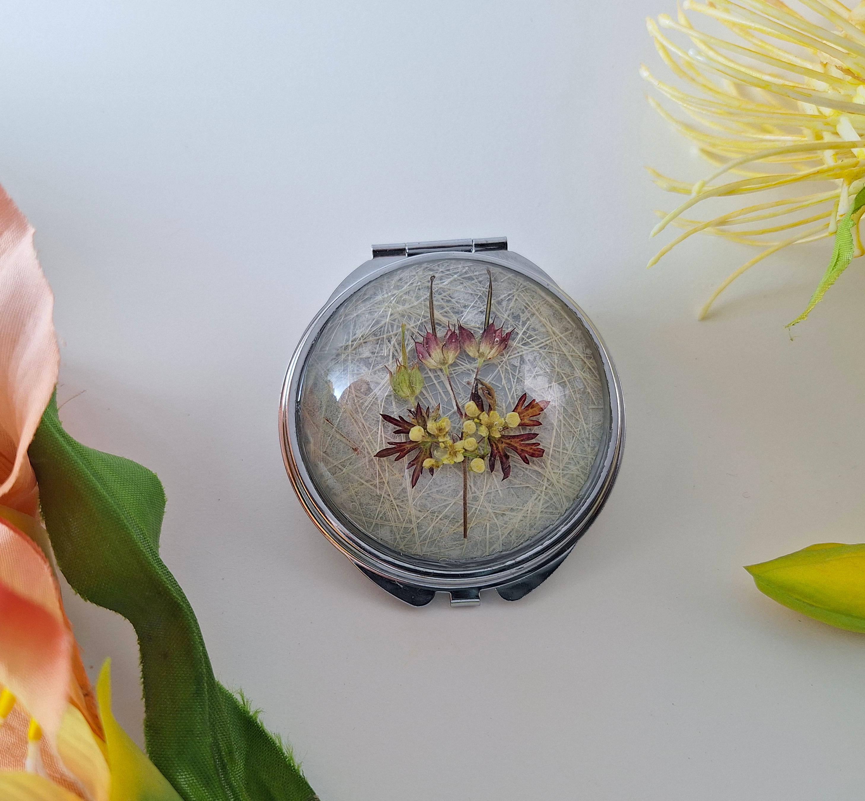 手作り押し花ミニチュアブーケ樹脂製手持ちコンパクトミラー - Etsy 日本