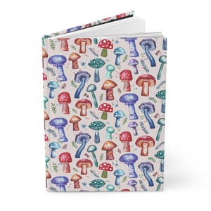 Whimsical Mushroom Hardcover Journal, Nature-Inspired Notebook for Journaling, Gift for Writers, Goblincore Gift, Forrest Stationery, Color