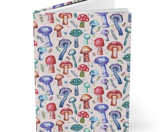 Whimsical Mushroom Hardcover Journal, Nature-Inspired Notebook for Journaling, Gift for Writers, Goblincore Gift, Forrest Stationery, Color