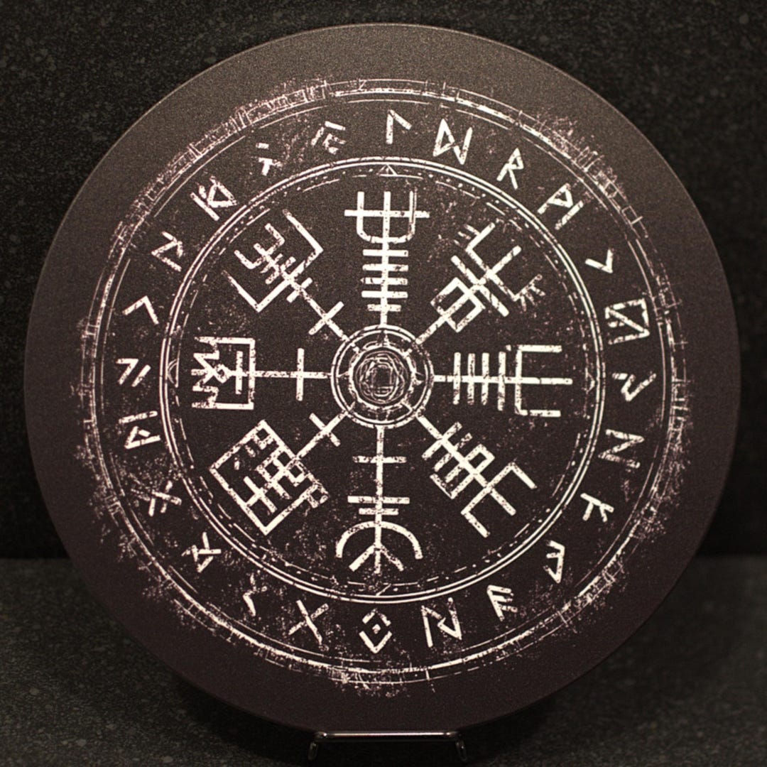 Viking Rune Vegvisir Compass Wheel Wall Art - Hanging or Tabletop ...