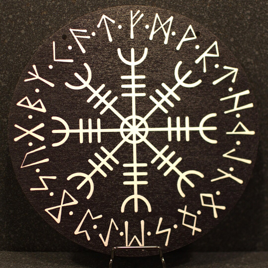 Viking Rune Vegvisir Wheel - Viking Compass - Wall Art - Hanging or ...