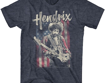 Jimi Hendrix Flag Hendrix Adult Music Shirt