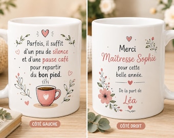 Mug maîtresse, personnalisé ,Cadeau fin d'année scolaire,Merci maîtresse,