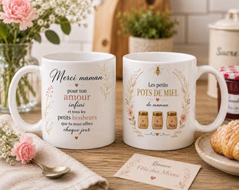 Mug Personnalisable Abeille – Les Petits Pots de Miel – Idée Cadeau Maman Original -Mug Maman Personnalisable-Cadeau fete des mères