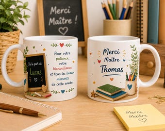 Mug maître personnalisé ,Cadeau fin d'année scolaire,Merci maître,