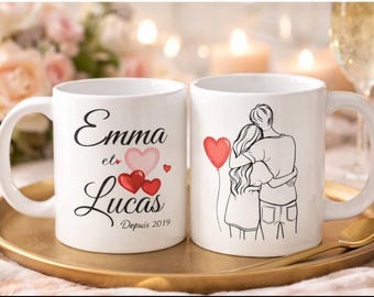 Mug personnalisé  | Cadeau amoureux unique | Tasse personnalisée photo & texte | Cadeau anniversaire couple, Saint-Valentin
