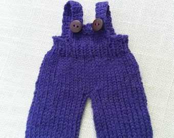 Waldorf Doll Clothes - Knitted Overalls-Purple color overalls -fits 8 inch dolls